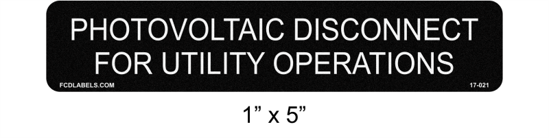 1" x 5" | Photovoltaic Disconnect For Utility Operations | PV Labels