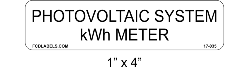 1" x 4" ANSI | Photovoltaic System kWh Meter | PV System Labels