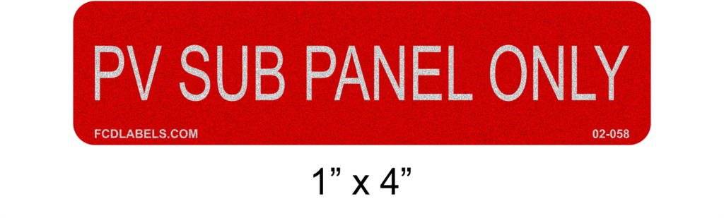 Reflective Solar Labels | PV Sub Panel Only