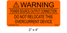 2" x 4" Orange & Black | Power Source Output Connection | Solar Warning Labels