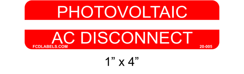 1" x 4" | Photovoltaic AC Disconnect | Photovoltaic System Labels