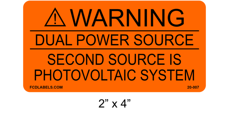2" x 4" Orange & Black | Dual Power Source | Solar Warning Labels