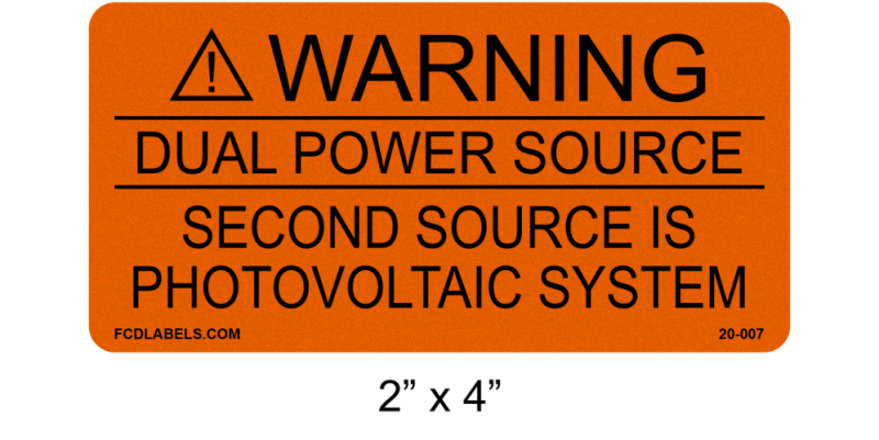 Reflective 2" x 4" Orange & Black | Dual Power Source | Solar Warning Labels