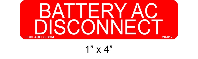 1" x 4" | Battery AC Disconnect | Battery Labels