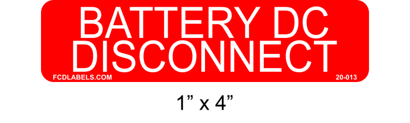 1" x 4" | Battery DC Disconnect | Battery Labels