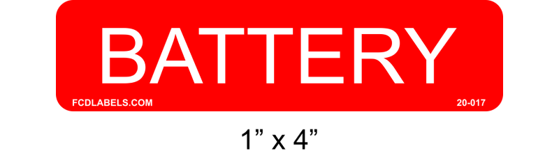 1" x 4" | Battery | Battery Equipment Labels