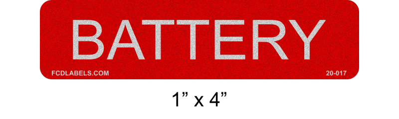 Reflective 1" x 4" | Battery | Battery Equipment Labels