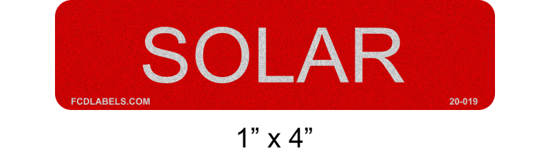 Reflective 1" x 4" | Solar | Solar Equipment Labels