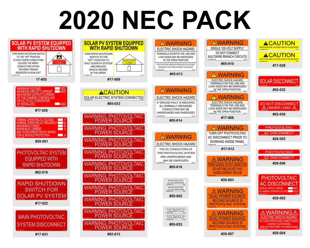 20-020 NEC 2020 LABEL PACK
