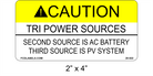 2" x 4" | Tri-Power Sources - Third Source is PV System | ANSI Caution Labels