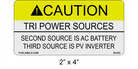 Reflective 2" x 4" | Tri-Power Sources - Third Source is PV Inverter | ANSI Caution Labels