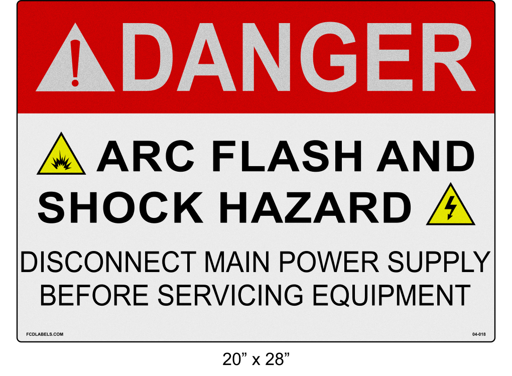 Reflective 20" x 28" | Danger Disconnect Main Power | ANSI Label