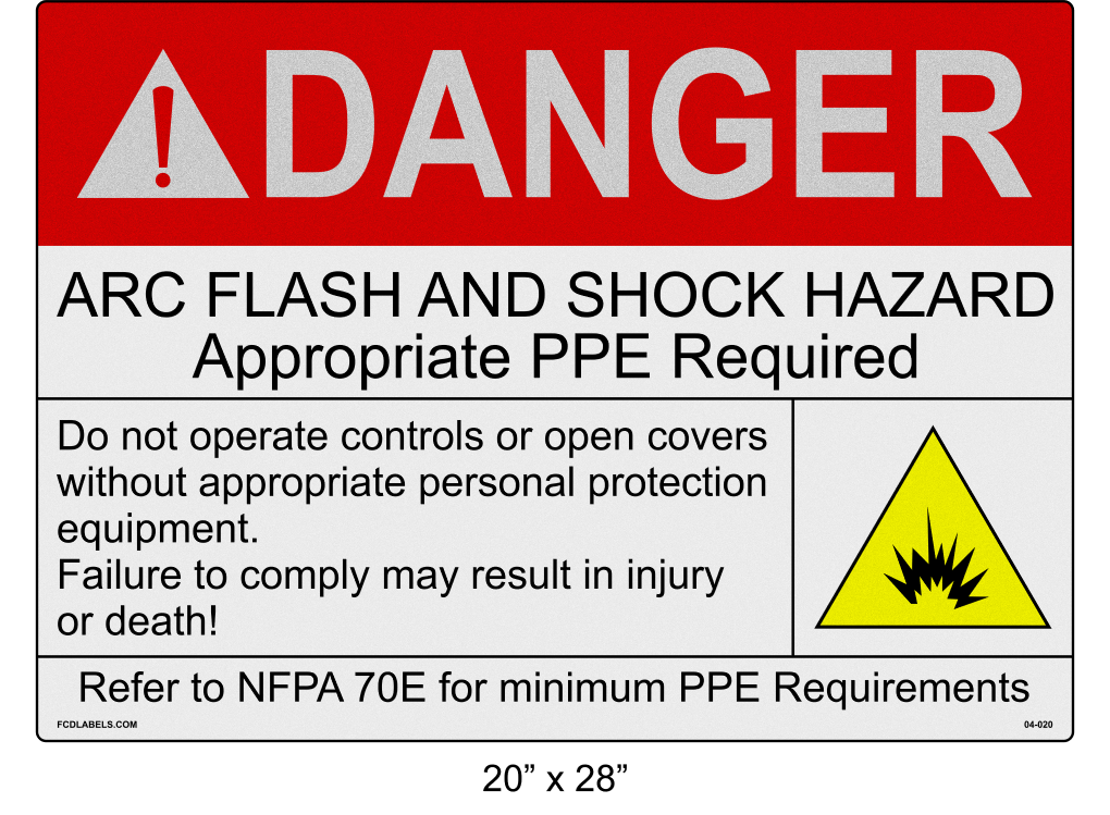 Reflective 20" x 28" | Danger Do Not Operate Controls | ANSI Arc Flash Labels