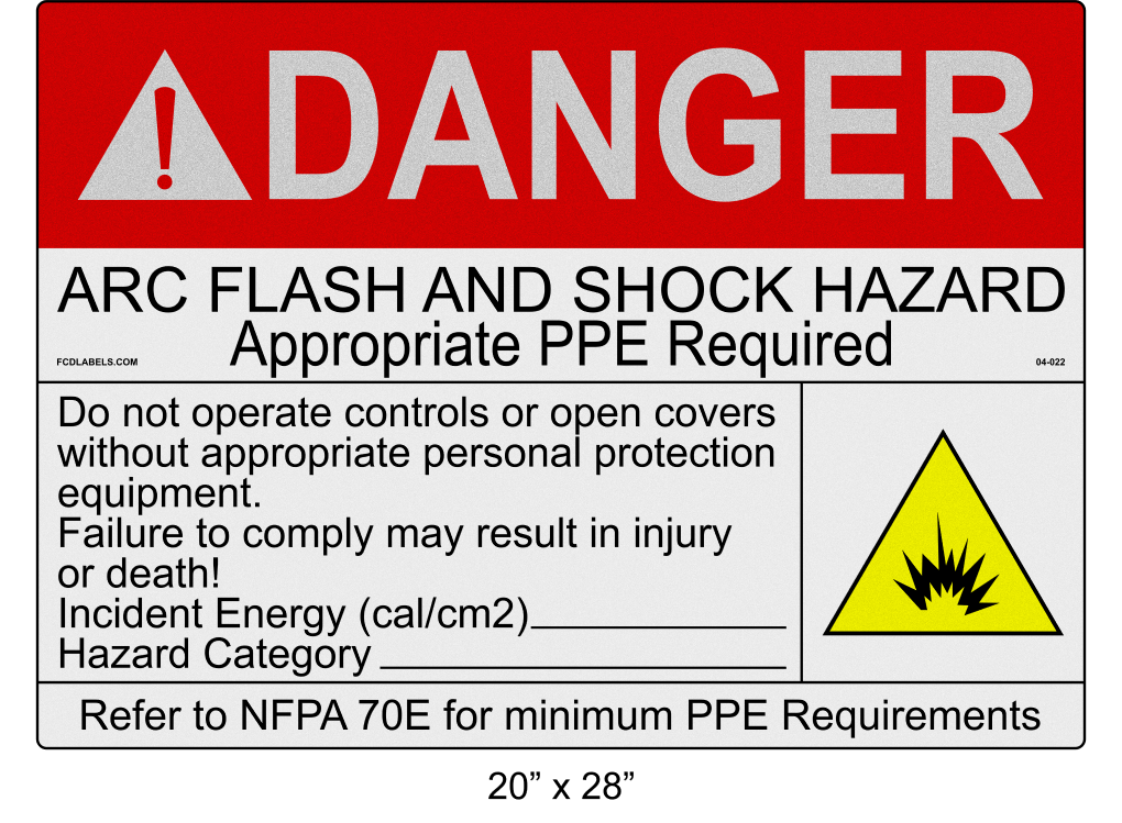 Reflective 20" x 28" | Danger Do Not Operate Fill-Ins | ANSI Arc Flash Labels