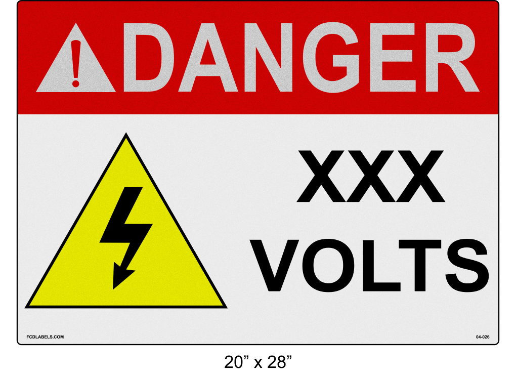 Reflective 20" x 28" | Danger ___ Voltage | ANSI Labels