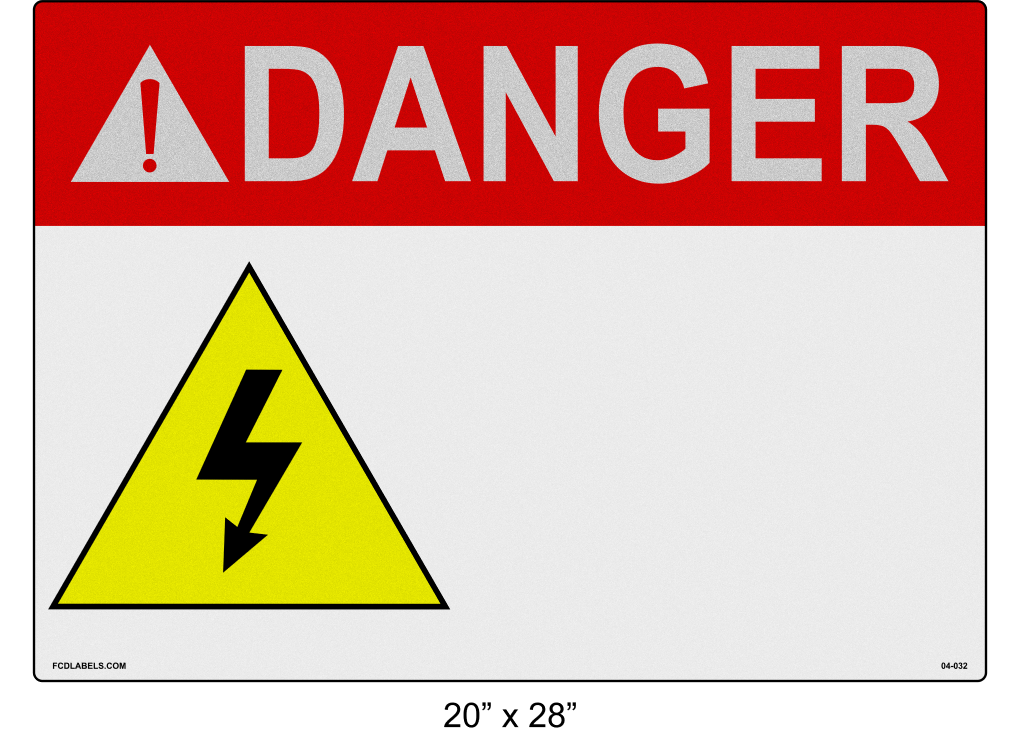 Custom Reflective 20" x 28" | ANSI Danger Label | Electrical Voltage