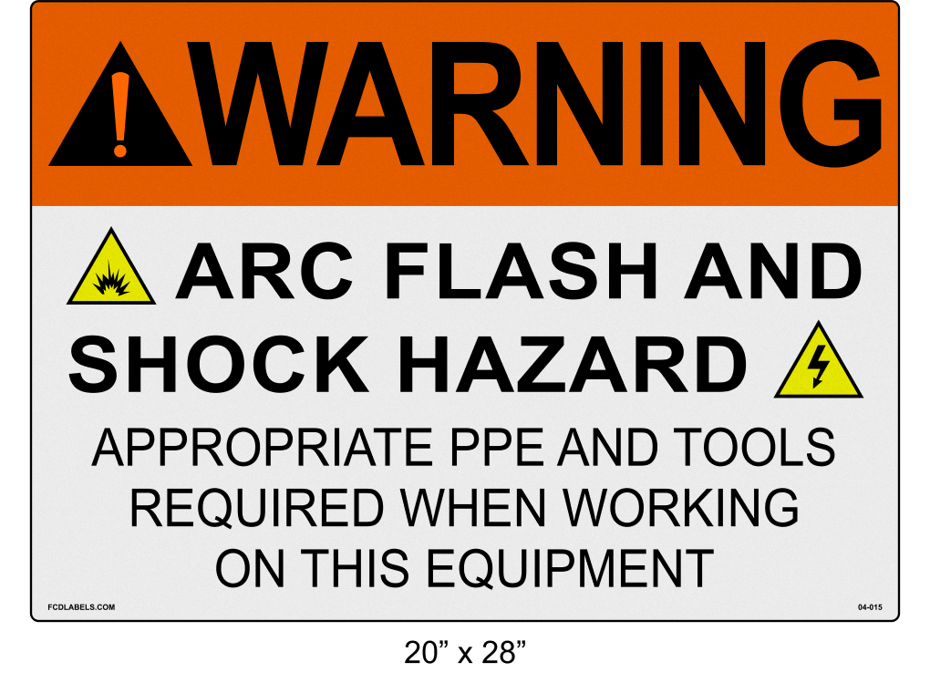 Reflective 20" x 28" | Warning Appropriate PPE and Tools Required | ANSI Label