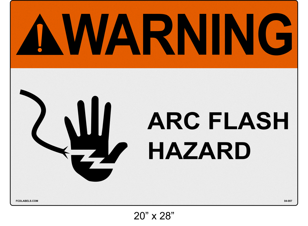 Reflective 20" x 28" | ANSI Warning Arc Flash Hazard | Hand Symbol