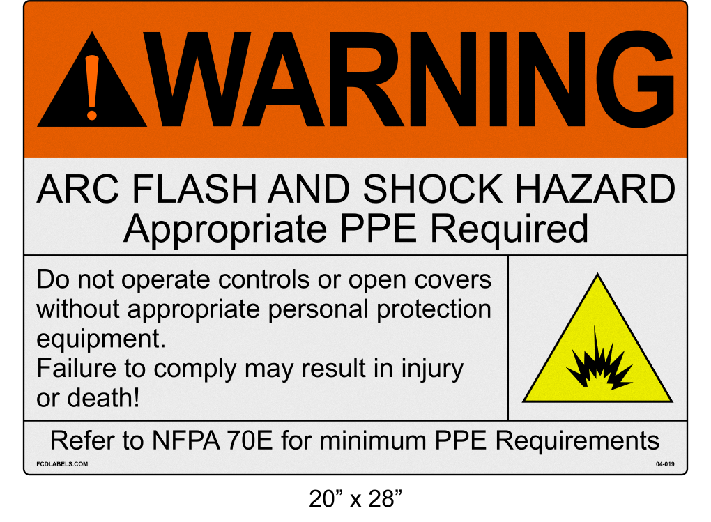 Reflective 20" x 28" | Warning Do Not Operate Controls | ANSI Arc Flash Labels