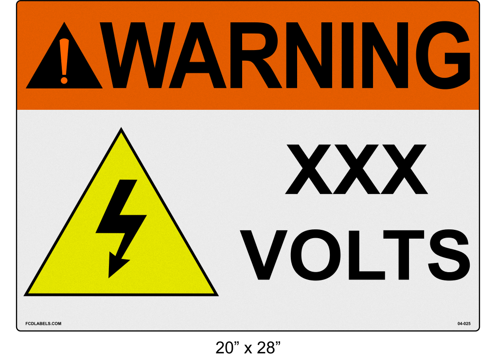Reflective 20" x 28" | Warning ___ Voltage | ANSI Labels