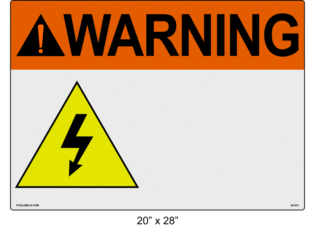 Custom Reflective 20" x 28" | ANSI Warning Label | Electrical Voltage