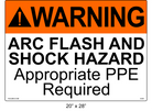 20" x 28" | ANSI Warning Arc Flash and Shock Hazard Appropriate PPE Required