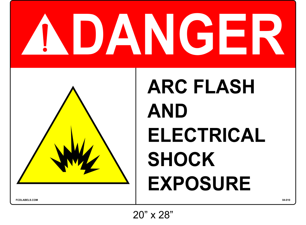 20" x 28" | ANSI Danger Arc Flash and Electrical Shock Exposure | Shock Symbol