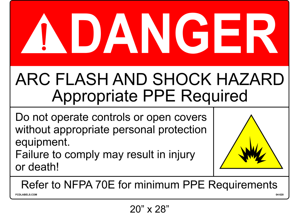 20" x 28" | Danger Do Not Operate Controls | ANSI Arc Flash Labels
