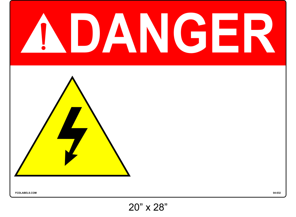 Custom 20" x 28" | ANSI Danger Label | Electrical Voltage