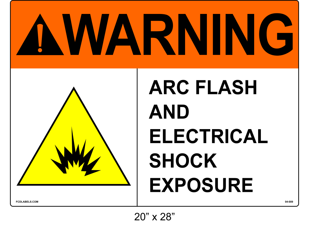 20" x 28" | ANSI Warning Arc Flash and Electrical Shock Exposure | Shock Symbol
