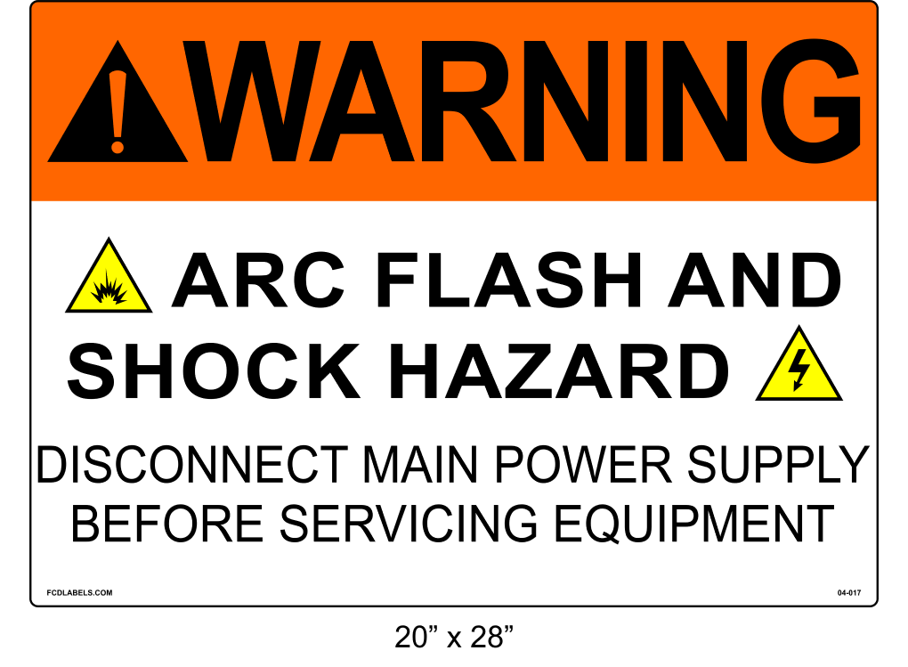 20" x 28" | Warning Disconnect Main Power | ANSI Label