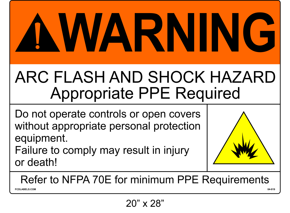 20" x 28" | Warning Do Not Operate Controls | ANSI Arc Flash Labels