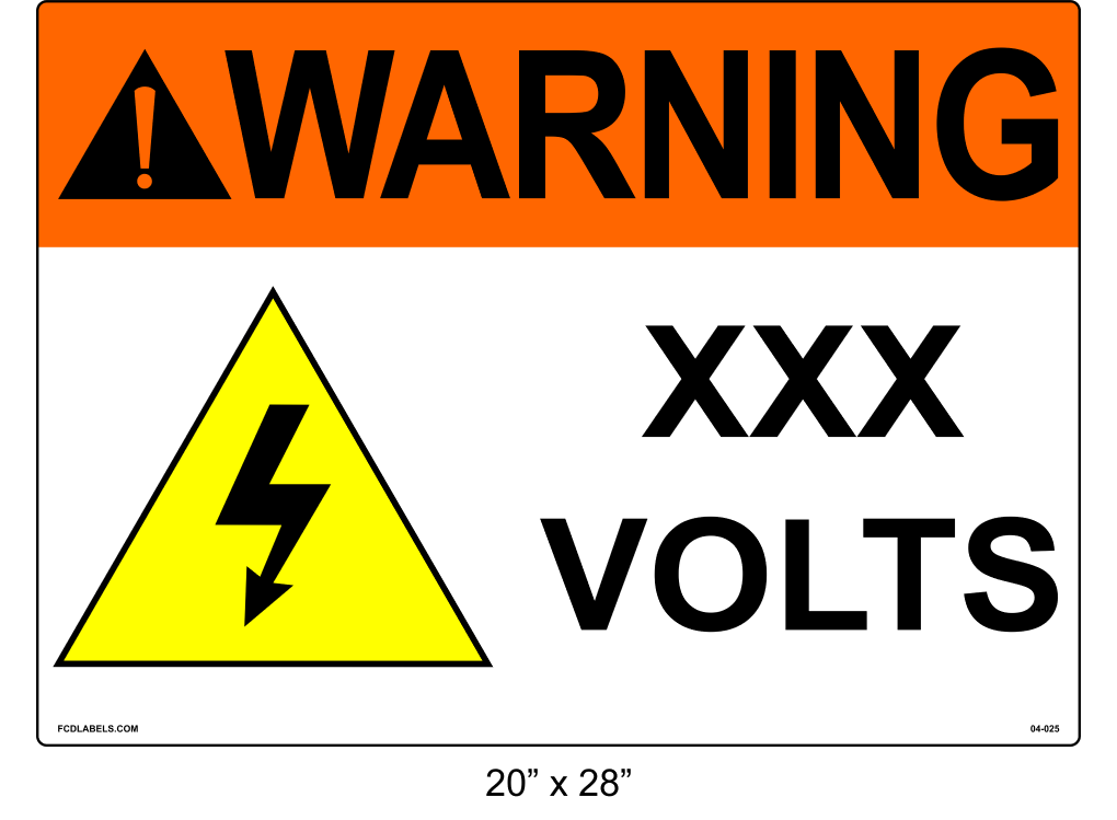 20" x 28" | Warning ___ Voltage | ANSI Labels