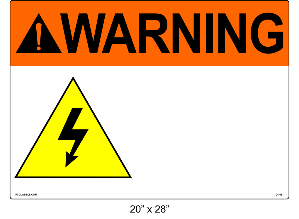 Custom 20" x 28" | ANSI Warning Label | Electrical Voltage