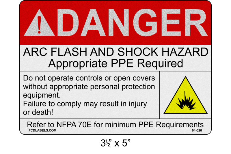 Reflective 3.5" x 5" | Danger Do Not Operate Controls | ANSI Arc Flash Labels