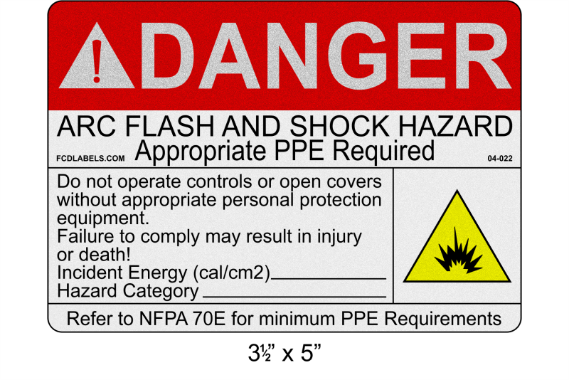 Reflective 3.5" x 5" | Danger Do Not Operate Fill-Ins | ANSI Arc Flash Labels