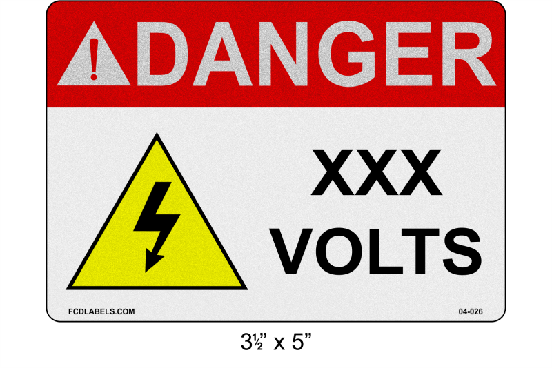 Reflective 3.5" x 5" | Danger ___ Voltage | ANSI Labels