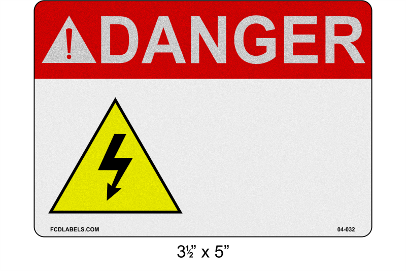 Custom Reflective 3.5" x 5" | ANSI Danger Label | Electrical Voltage