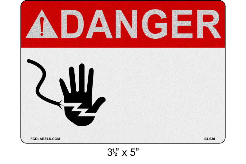 Custom Reflective 3.5" x 5" | ANSI Warning Label | Hand Symbol