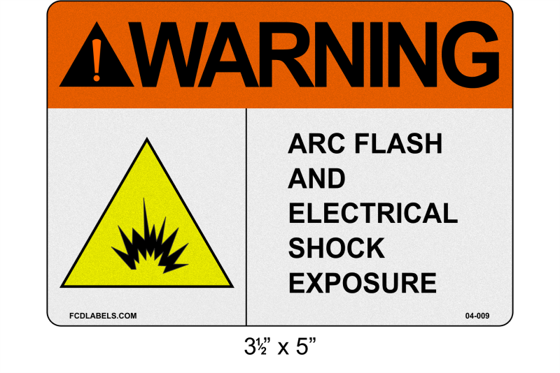 Reflective 3.5" x 5" | ANSI Warning Arc Flash and Electrical Shock Exposure | Shock Symbol