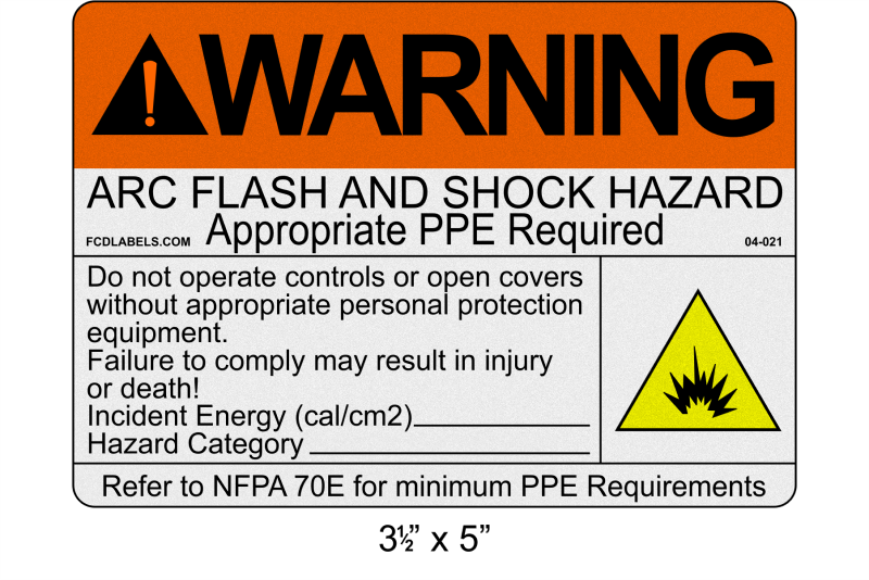 Reflective 3.5" x 5" | Warning Do Not Operate Fill-Ins | ANSI Arc Flash Labels