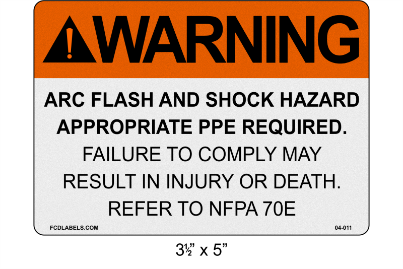 Reflective 3.5" x 5" | Warning Refer to NFPA 70E | ANSI Label