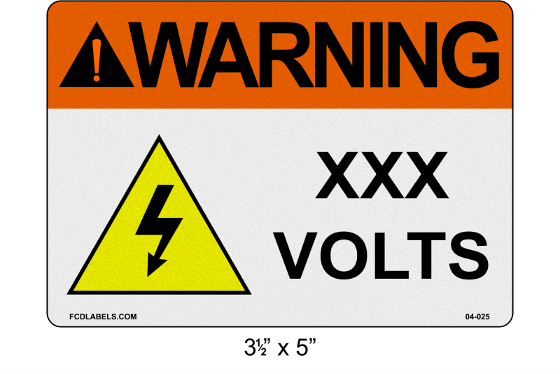 Reflective 3.5" x 5" | Warning ___ Voltage | ANSI Labels