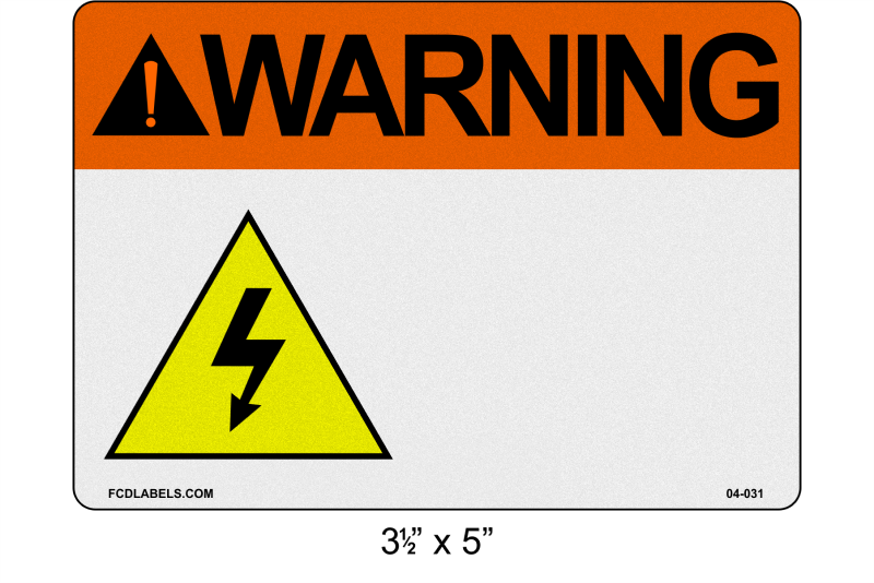 Custom Reflective 3.5" x 5" | ANSI Warning Label | Electrical Voltage
