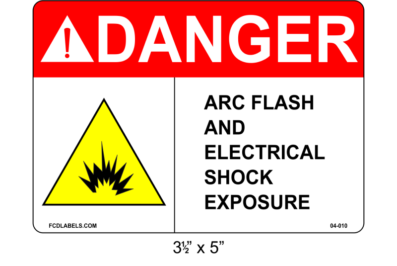 3.5" x 5" | ANSI Danger Arc Flash and Electrical Shock Exposure | Shock Symbol