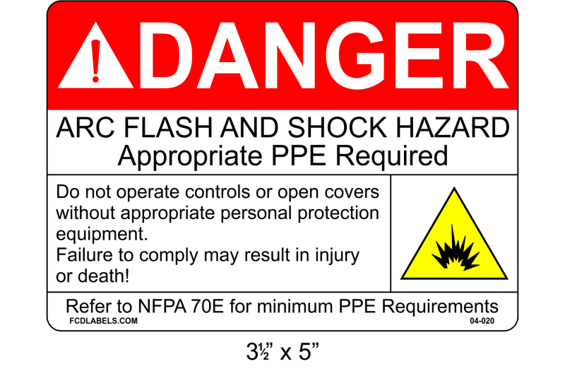 3.5" x 5" | Danger Do Not Operate Controls | ANSI Arc Flash Labels