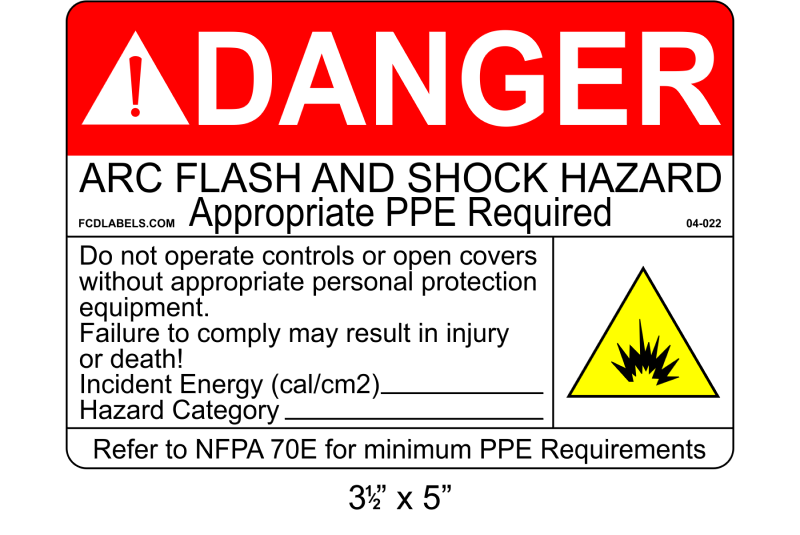 3.5" x 5" | Danger Do Not Operate Fill-Ins | ANSI Arc Flash Labels