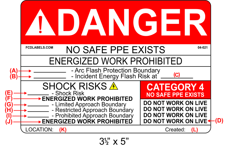 3.5" x 5" | Danger No Safe PPE Exists | Custom ANSI Labels