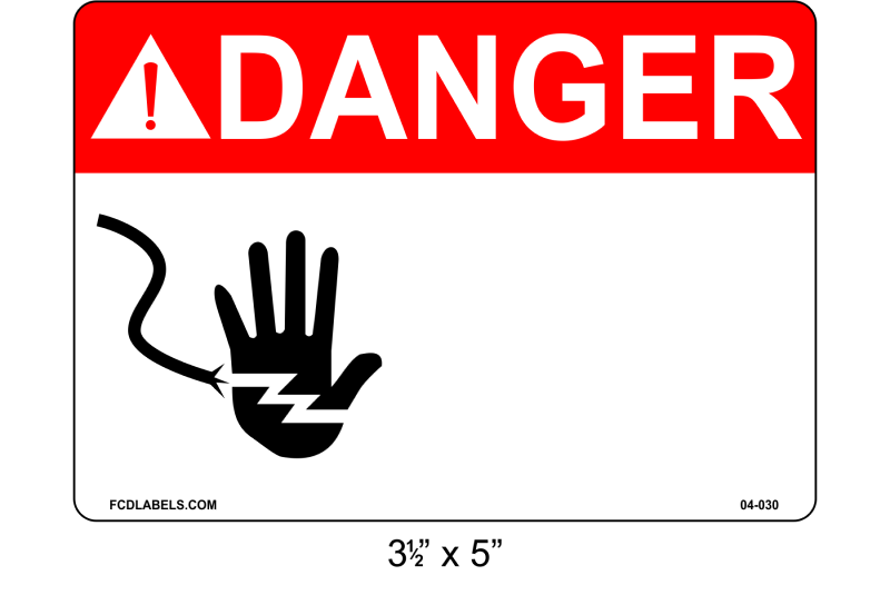 Custom 3.5" x 5" | ANSI Warning Label | Hand Symbol