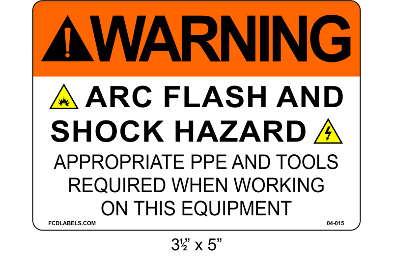 3.5" x 5" | Warning Appropriate PPE and Tools Required | ANSI Label